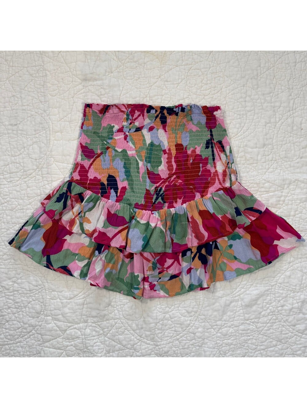 BB Dakota Steve Madden Abstract Floral Tiered Ruffle Mini Skirt Size medium